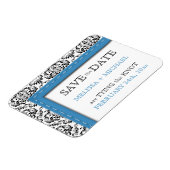 Blue Stitched Damask flat Save the Date Magnet Magneet (Linkerzijde)