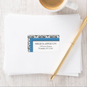 Blue Stitched Damask persoonlijke Adresetiketten Etiket (Insitu)