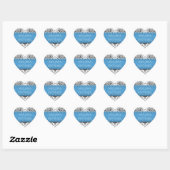 Blue Stitched Damask Wedding Heart Envelope zegels (Vel)