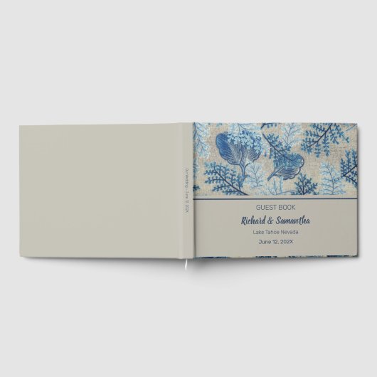 Blue Stitched Floral Gastenboek (Volledig)