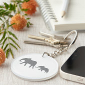 Blue Stitched Mama en Baby Elephant Sleutelhanger (Voorkant Rechts)