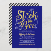 Blue Stock de bar uitnodiging verlovingsfeest (Voorkant / Achterkant)