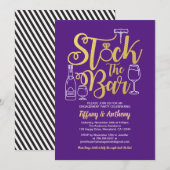 Blue Stock de bar uitnodiging verlovingsfeest (Voorkant / Achterkant)