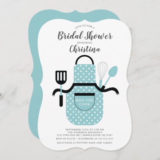 Blue Stock de Kitchen Bridal Shower Invitation Kaart (Voorkant / Achterkant)