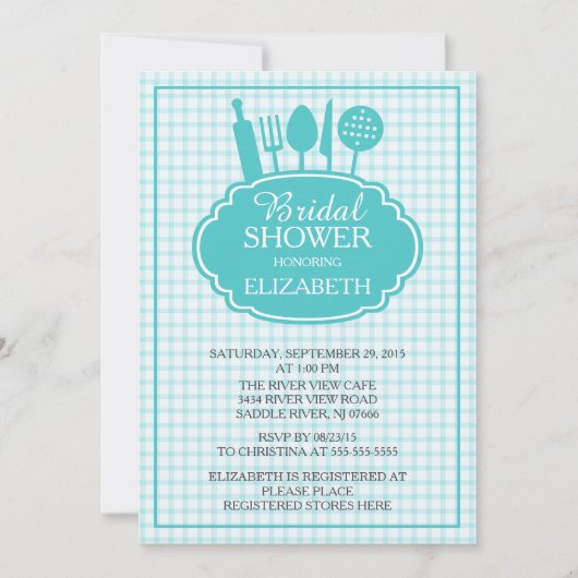 Blue Stock de Kitchen Bridal Shower Invitation Kaart (Voorkant)