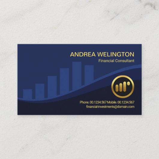 Blue Stock Exchange Graph Financial Advisor Visitekaartje (Voorkant)