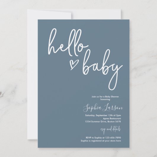 Blue Stone Minimalist Modern Boho Baby shower Kaart (Voorkant)