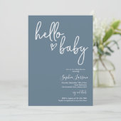 Blue Stone Minimalist Modern Boho Baby shower Kaart (Staand voorkant)