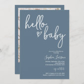 Blue Stone Minimalist Modern Boho Baby shower Kaart (Voorkant / Achterkant)