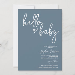 Blue Stone Minimalist Modern Boho Baby shower Kaart