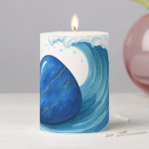 Blue Stone & Ocean Wave Candle – Healing Energy & 