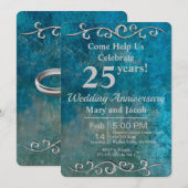 Blue Stone Silver Jubileum Invitation Kaart (Voorkant / Achterkant)