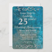 Blue Stone Silver Jubileum Invitation Kaart (Voorkant)