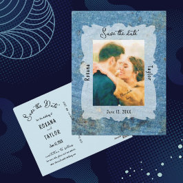 Blue Stone Wedding Photo Save Date Briefkaart