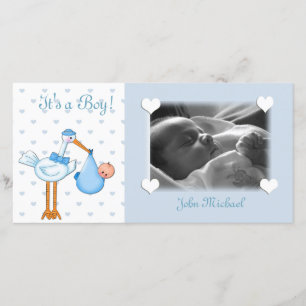 Blue Stork Baby Boy Aankondiging