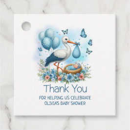 Blue Stork Baby Boy Baby shower Dank je Bedankjes Labels
