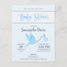 Blue Stork Baby Boy Baby shower Uitnodiging Briefkaart