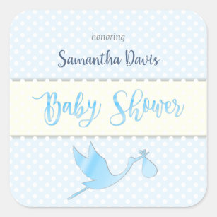 Blue Stork Baby Boy Baby shower Vierkante Sticker