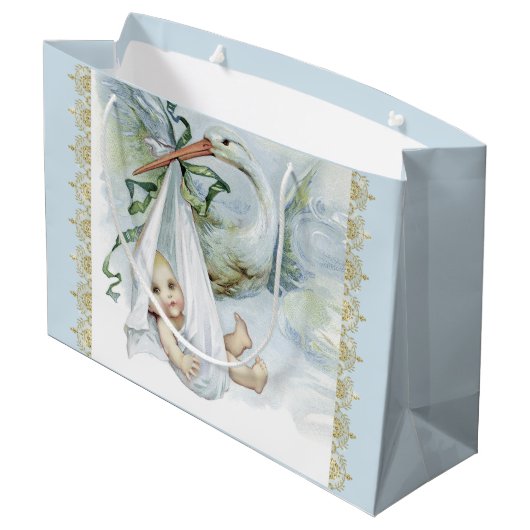 Blue Stork Baby Boy Groot Cadeauzakje (Achterkant Gekanteld)