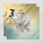  Blue Stork Baby Boy Shower Kaart (Voorkant / Achterkant)