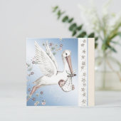  Blue Stork Baby Boy Shower Uitnodigingen (Staand voorkant)