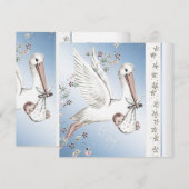  Blue Stork Baby Boy Shower Uitnodigingen (Voorkant / Achterkant)
