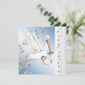  Blue Stork Baby Boy Shower Uitnodigingen (Staand voorkant)