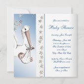  Blue Stork Baby Boy Shower Uitnodigingen (Achterkant)