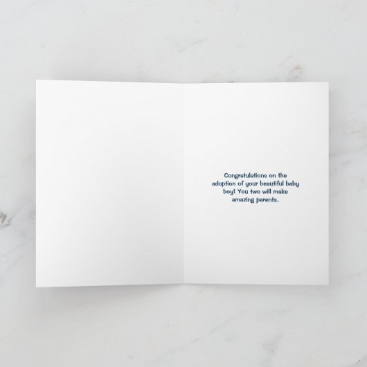 Blue Stork Baby Jongen Adoptie Gefeliciteerd Kaart (Binnen)