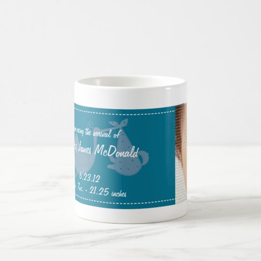 Blue Stork Baby Photo Collage Mok (Center)