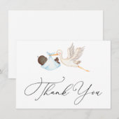 Blue Stork Baby shower Bedankt (Voorkant / Achterkant)