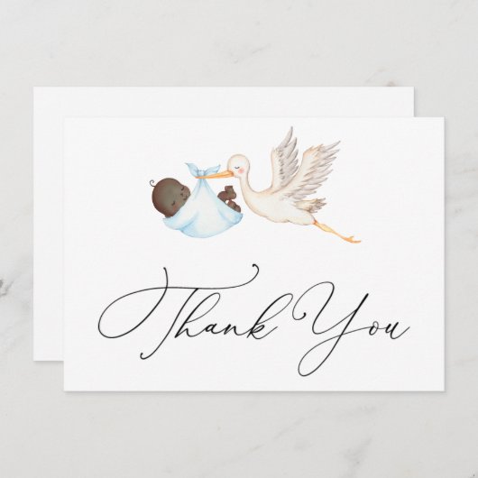 Blue Stork Baby shower Bedankt (Voorkant / Achterkant)