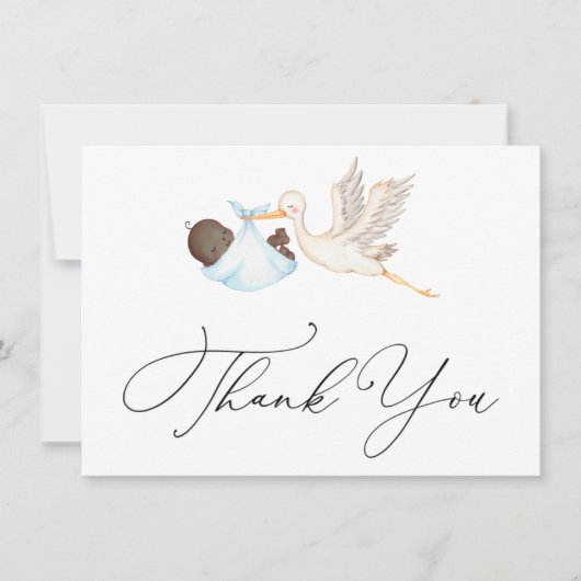 Blue Stork Baby shower Bedankt (Voorkant)