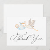 Blue Stork Baby shower Bedankt (Voorkant / Achterkant)