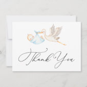 Blue Stork Baby shower Bedankt (Voorkant)