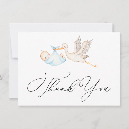 Blue Stork Baby shower Bedankt (Voorkant)