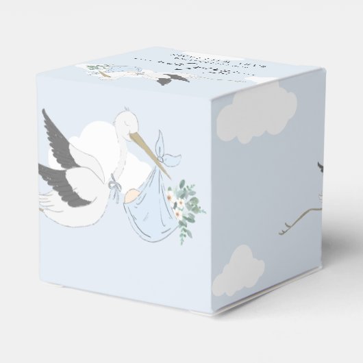 Blue Stork Baby shower Bedankt Bedankdoosjes (Achterkant)