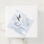 Blue Stork Baby shower Bedankt Bedankjes Labels (In situ)
