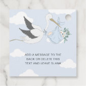 Blue Stork Baby shower Bedankt Bedankjes Labels (Achterkant)