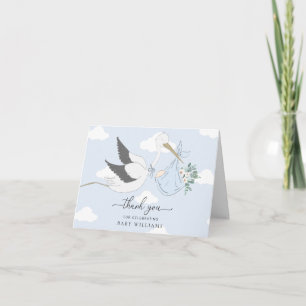 Blue Stork Baby shower Bedankt Kaart