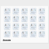 Blue Stork Baby shower Bedankt Vierkante Sticker (Vel)