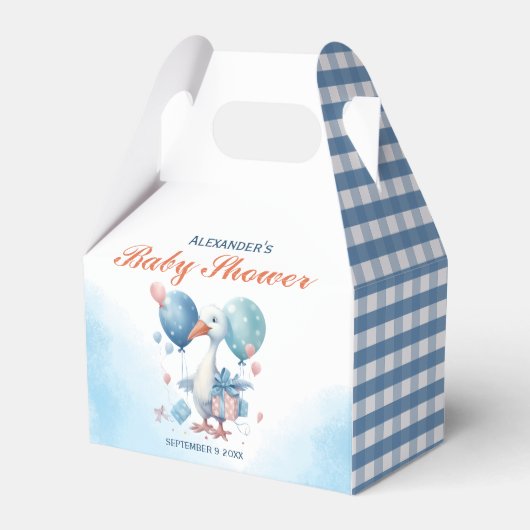 Blue Stork Baby shower Favor Box Bedankdoosjes (Voorkant Zijde)