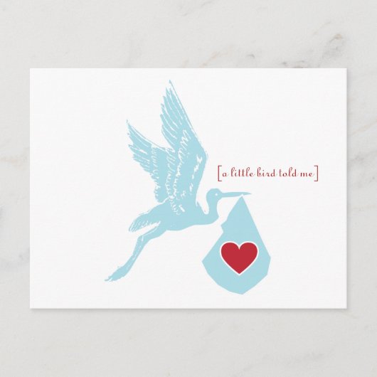 Blue Stork Baby shower Invitation Briefkaart (Voorkant)