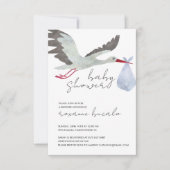Blue Stork Baby shower Invitation Kaart (Voorkant)