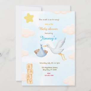 Blue Stork-Baby shower Kaart