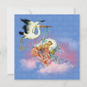  Blue Stork Baby shower Kaart (Voorkant)