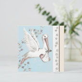 Blue Stork Baby shower Kaart (Staand voorkant)