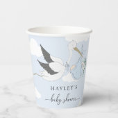 Blue Stork-Baby shower Papieren Bekers (Achterkant)