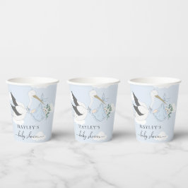 Blue Stork-Baby shower Papieren Bekers
