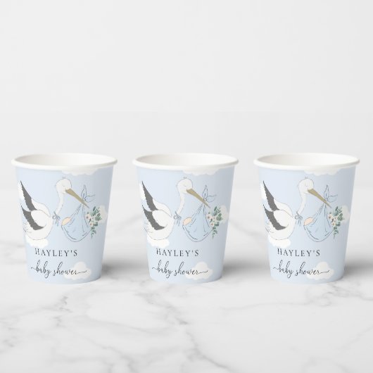 Blue Stork-Baby shower Papieren Bekers (Multi)